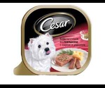 Консервы Cesar (Цезарь) Для Взрослых Собак Мелких Пород Бефстроганов Говядина с Сыром и Укропом 100г (Лоток) 