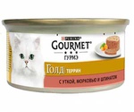 Консервы Gourmet (Гурме) Голд Для Кошек Утка, Морковь и Шпинат По-Французски Кусочки в Паштете 85г (1*24) 