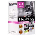 Влажный Корм ProPlan (ПроПлан) Для Кошек с Чувствительным Пищеварением Индейка в Соусе и Ягненок в Соусе 4+1 5*85г