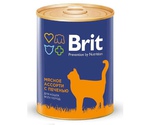 Консервы Brit (Брит) Для Кошек Мясное Ассорти с Печенью Premium 340г