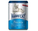 Влажный Корм Happy Cat (Хэппи Кэт) Для Кошек Лосось Ломтики в Соусе 100г