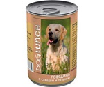 Консервы Для Собак Dog Lunch (Дог Ланч) Говядина Сердце и Печень в Желе 410г