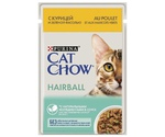 Влажный Корм Cat Chow (Кэт Чау) Для Кошек Для Контроля Образования Комков Шерсти в ЖКТ Курица и Зеленая Фасоль в Соусе Adult Hairball 85г (1*24)