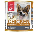 Консервы Для Собак и Щенков Blitz (Блиц) Курица и Тыква Classic Dog Chicken whith Pumpkin 750г 681020
