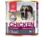 Консервы Для Собак и Щенков Blitz (Блиц) Курица и Овсянка Classic Dog Chicken & Oatmeal Minced 750г 681044