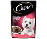 Влажный Корм Cesar (Цезарь) Для Собак Говядина Кролик и Шпинат в Соусе 85г (1*28)