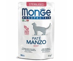 Влажный Корм Monge (Монж) Для Стерилизованных Кошек Говядина Паштет Монобелковый Sterilised Monoprotein Cat Beef Pouch 85г (1*28)