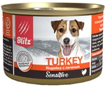 Консервы Для Собак и Щенков Blitz (Блиц) с Чувствительным Пищеварением Индейка и Печень Паштет Sensitive Dog Turkey & Liver Pate 200г 681488